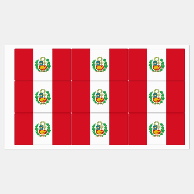 Étiquettes patriotiques avec le drapeau du Pérou (Feuille)