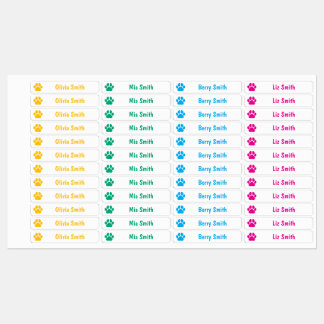 Étiquettes Paw Print Personalized Kids Name Labels