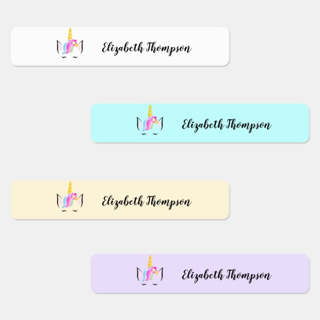 Étiquettes Personnalisé Cute Unicorn école pour enfants (Groupe)