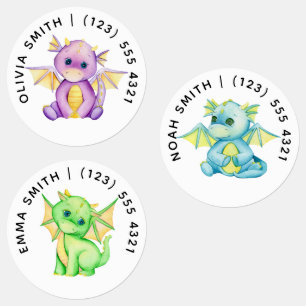 Étiquettes personnalisées de dragon mignon pour en