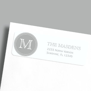 Étiquettes personnalisées grises avec monogramme