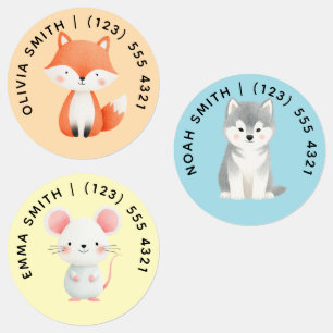 Étiquettes personnalisées pour enfants avec des an