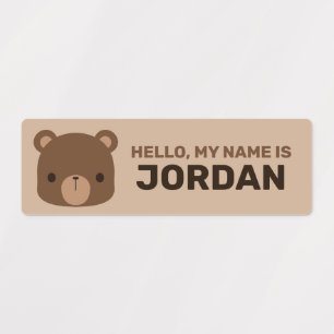 Étiquettes Petit ours Brown mignon avec nom personnalisé