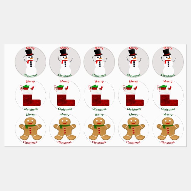 Étiquettes Phoques d'enveloppe de Noël assortis (Feuille)