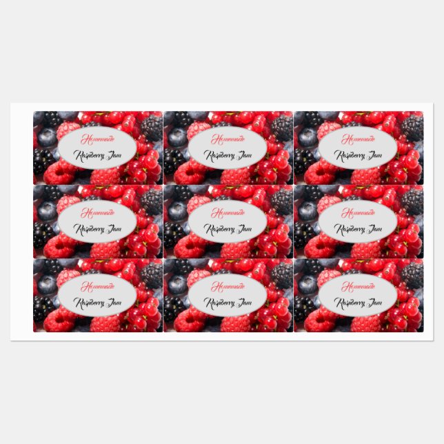 Étiquettes Photo de fruits frais confiture maison avec texte (Feuille)