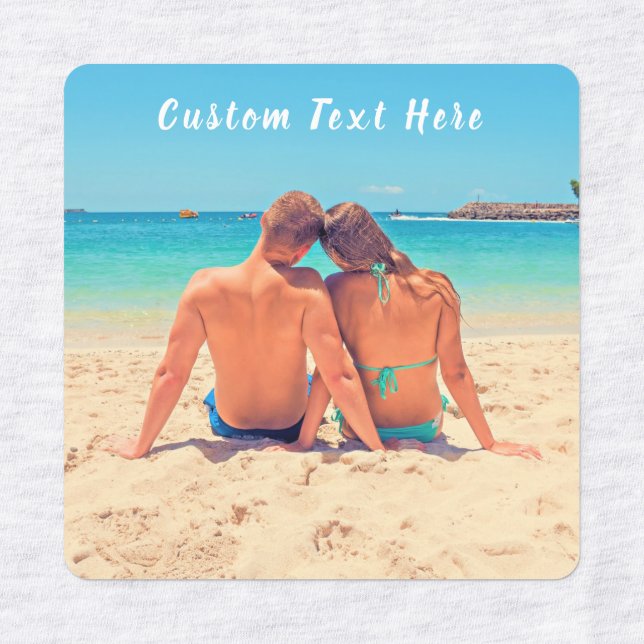 Étiquettes Photo et texte personnalisés - Votre propre design (Design 3)
