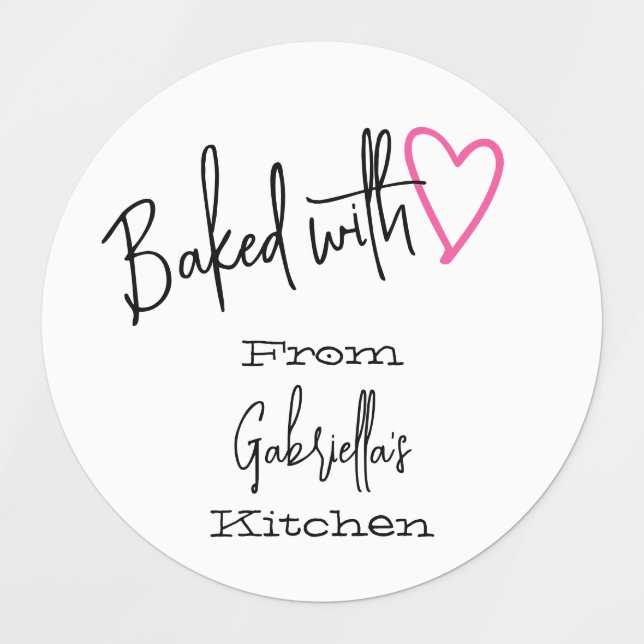 Étiquettes Pink Baked avec amour Cuisine de la (Design 1)