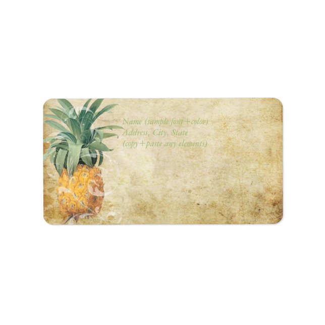 Étiquettes PixDezines Vintages aux ananas (Devant)