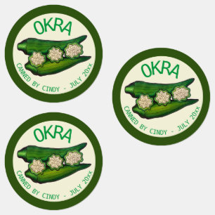 Étiquettes Pods Okra Veggie Vegetable Gumbo Canned By