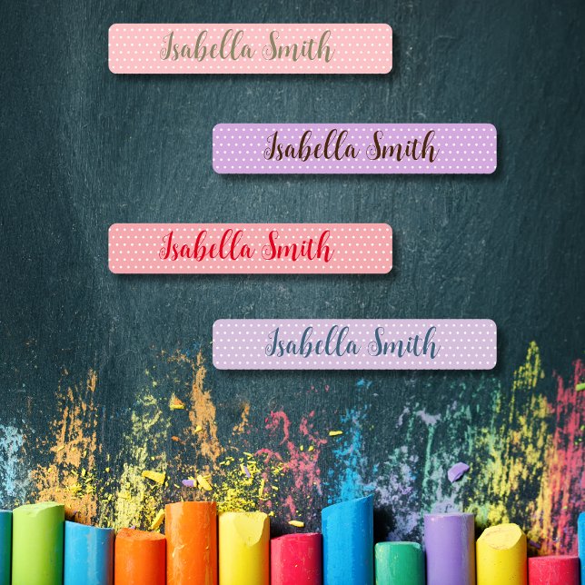 Étiquettes Pois imperméable vêtements de nom pour enfants (Polka Dots waterproof kids name clothing Labels)