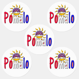 Étiquettes Pomalo – Détente croate avec soleil et arc-en-ciel