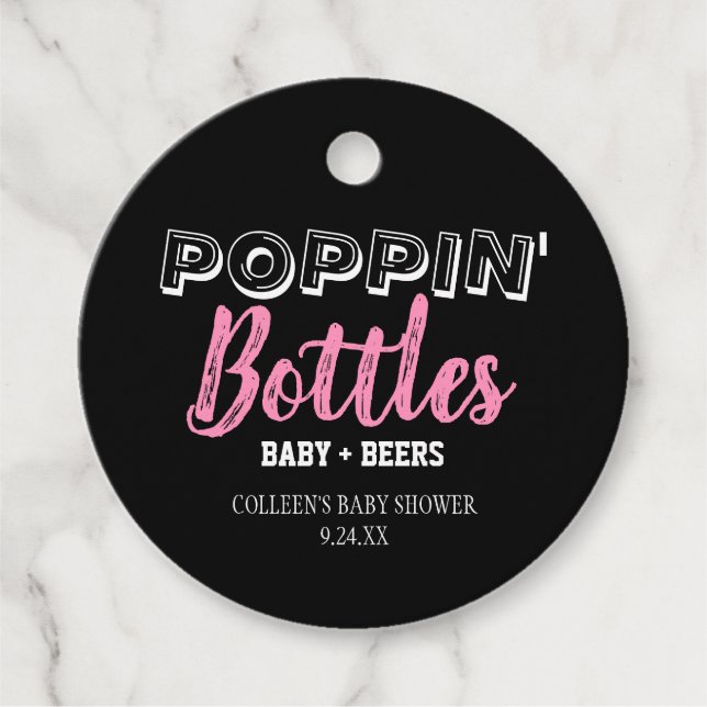 Étiquettes Poppin Bouteilles Fille Baby shower Fav (Devant)