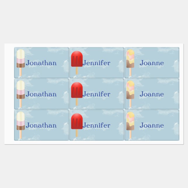 Étiquettes Popsicle Avec Nom (Feuille)