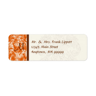 Étiquettes postales - Fleur di Lys Damask - orange