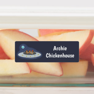 Étiquettes Poulets amusants dans l'espace dessin animé person