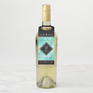 Étiquettes Pour Bouteilles 11ème anniversaire de Mariage turquoise