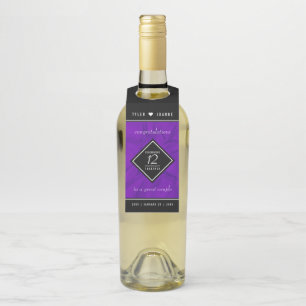 Étiquettes Pour Bouteilles 12ème anniversaire de la Mariage de soie