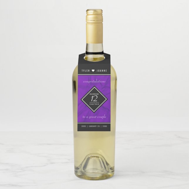 Étiquettes Pour Bouteilles 12ème anniversaire de la Mariage de soie (Sur bouteille)