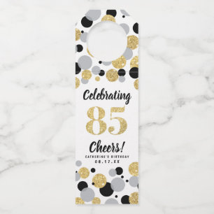 Étiquettes Pour Bouteilles 8e anniversaire Black Grey Gold Parties scintillan