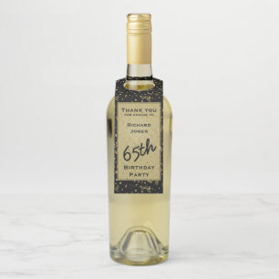 Étiquettes Pour Bouteilles Anniversaire - Noir/Or sur la colline