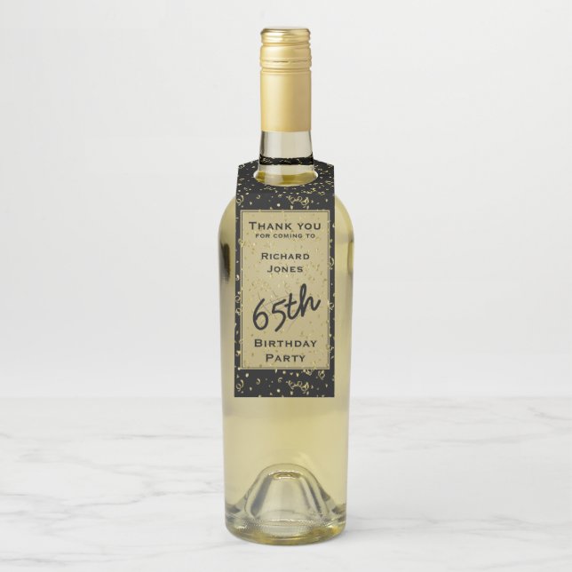 Étiquettes Pour Bouteilles Anniversaire - Noir/Or sur la colline (Sur bouteille)