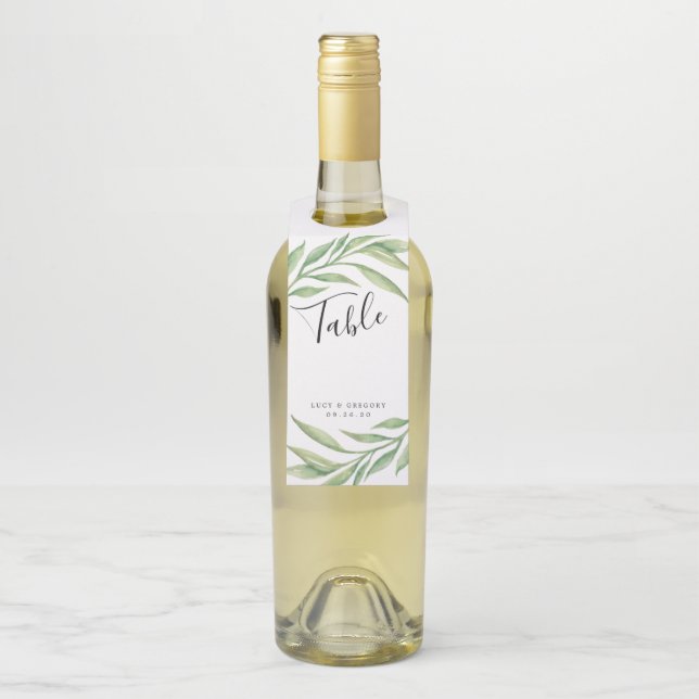 Étiquettes Pour Bouteilles Aquarelle Botanique Feuilles Numéro de tableau du  (Sur bouteille)