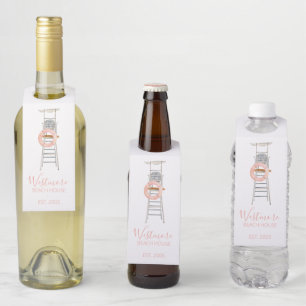 Étiquettes Pour Bouteilles Aquarelle Chaise de garde-vie