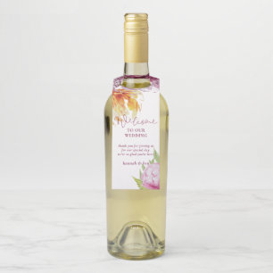 Étiquettes Pour Bouteilles Aquarelle Floral Mariage personnalisé