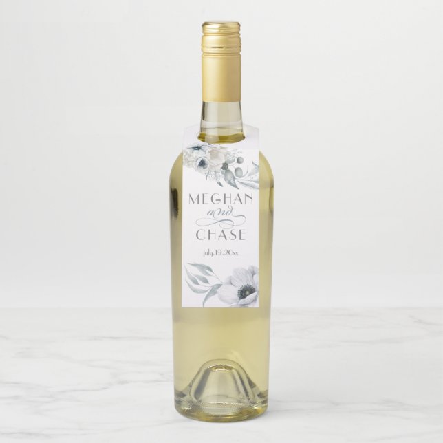 Étiquettes Pour Bouteilles Aquarelle florale bleue magnifique (Sur bouteille)