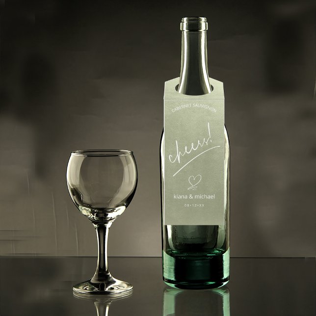 Étiquettes Pour Bouteilles Aquarelle Mariage Cheers Sage Green ID786 (Wine Bottle In Situ)