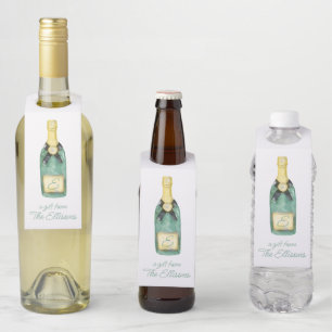 Étiquettes Pour Bouteilles Aquarelle Monogramme Vin