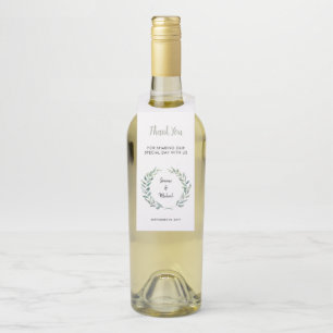 Étiquettes Pour Bouteilles Aquarelle olive feuille branche Mariage Merci