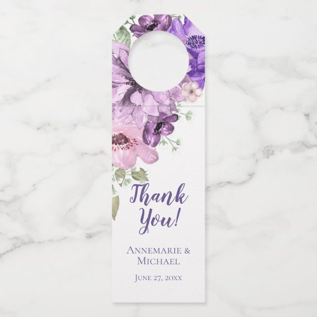 Étiquettes Pour Bouteilles Aquarelle rose violet ultra violet (Devant)