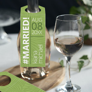 Étiquettes Pour Bouteilles Aquarelle Tropicale #Marié Vert ID577