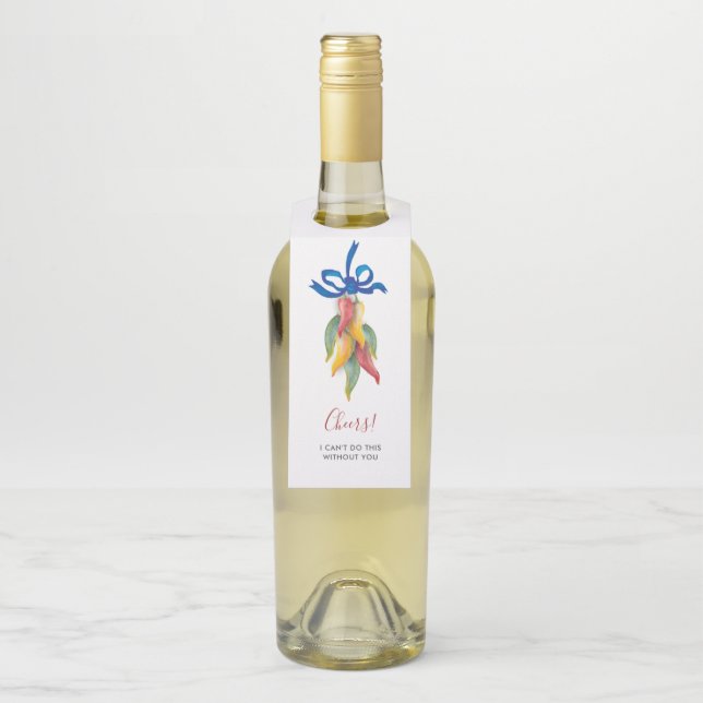 Étiquettes Pour Bouteilles Balise Aquarelle Chili Pepper Wine (Sur bouteille)