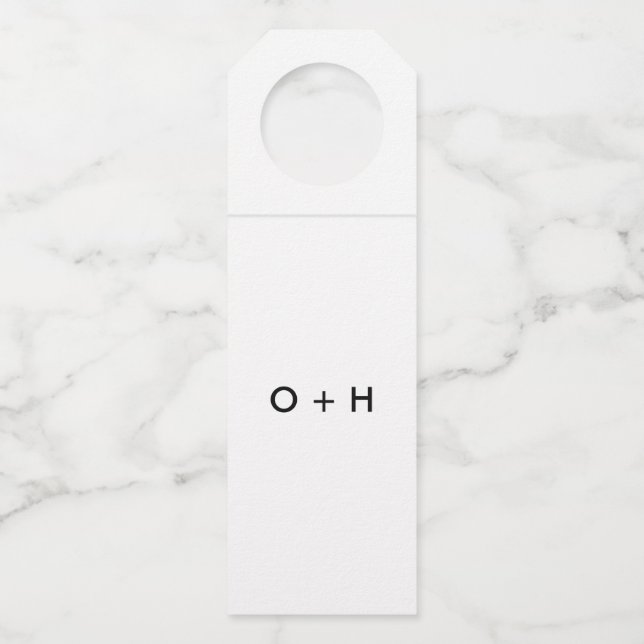 Étiquettes Pour Bouteilles Balise de bouteille de monogramme | BLANCHE (Devant)