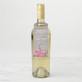 Étiquettes Pour Bouteilles Balise de préférence Bois rustique et Fleurs roses