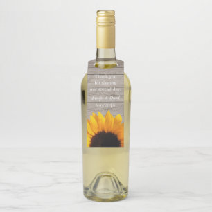 Étiquettes Pour Bouteilles Balise de préférence Bois rustique et Tournesol