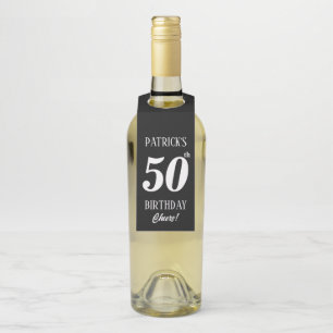 Étiquettes Pour Bouteilles Balises d'anniversaire noir personnalisées, photo