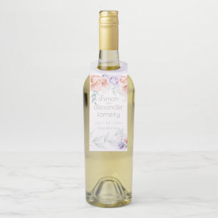 Étiquettes Pour Bouteilles Balises de bouteille   Coral Lilac Aquarelle Flora