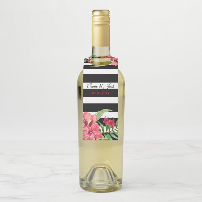 Étiquettes Pour Bouteilles Bandes Et Fleurs (Sur bouteille)