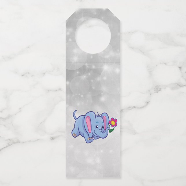 Étiquettes Pour Bouteilles Belle bande dessinée d'éléphant (Devant)