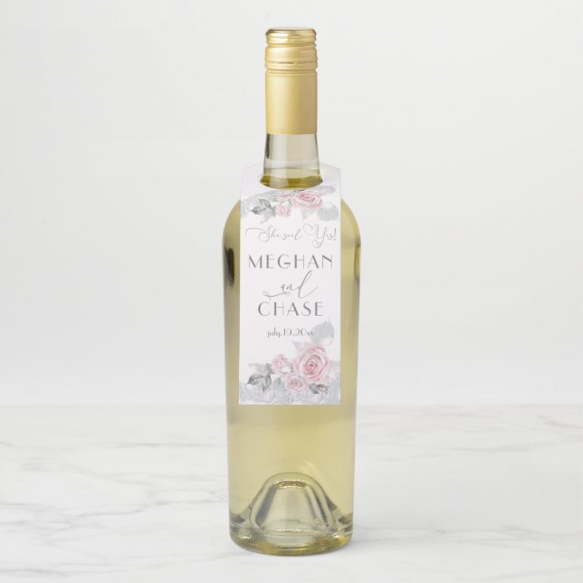 Étiquettes Pour Bouteilles Belles Roses Roses Peintes en Rose par BarefootBri (Sur bouteille)