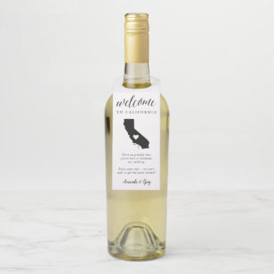 Étiquettes Pour Bouteilles Bienvenue au Mariage d'état de Californie