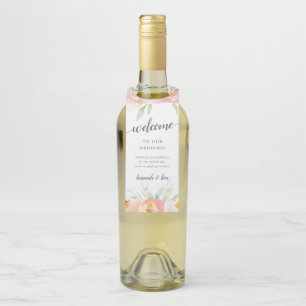 Étiquettes Pour Bouteilles Bienvenue au mariage floral aéré