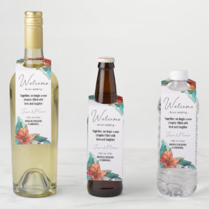 Étiquettes Pour Bouteilles Bienvenue au mariage Hibiscus Serenade Paradise