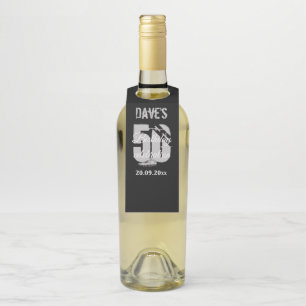 Étiquettes Pour Bouteilles Black Grey moderne 50e Fête d'anniversaire