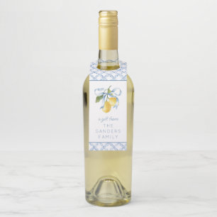 Étiquettes Pour Bouteilles Boîtier Cadeau Aquarelle bleu Bow Lemons