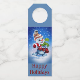 Étiquettes Pour Bouteilles Bonhomme de neige avec une écharpe  