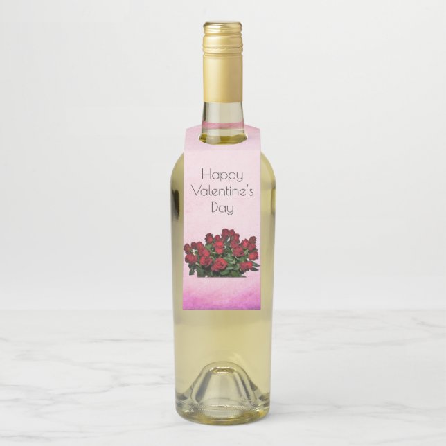 Étiquettes Pour Bouteilles Bouquet de roses rouges (Sur bouteille)